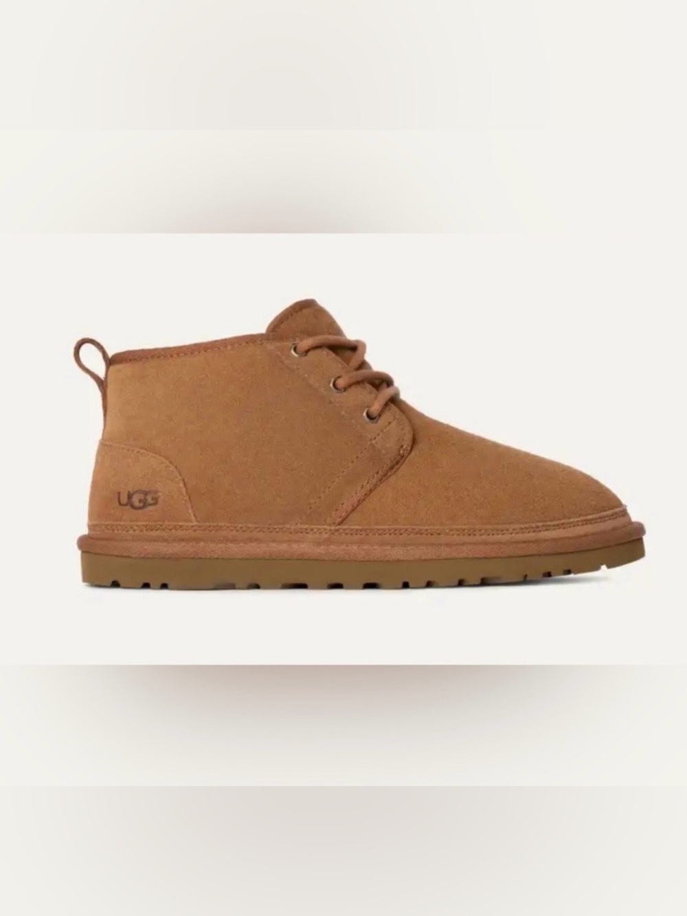 UGG Boots Neumel Chestnut Suede Chukka Lace Up Women’s Sz 7 Shearling Soft Cozy